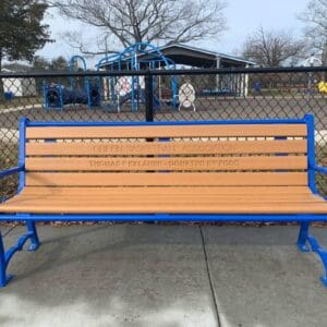 photo of a bench with an inscription